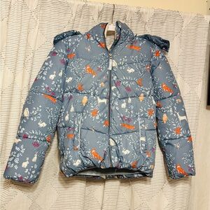 Mini Boden Blue Animal Print Puffer Jacket